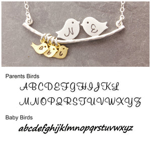 Love Birds Necklace: Personalized Baby Leaves (1-10 Initials), 9s-l*