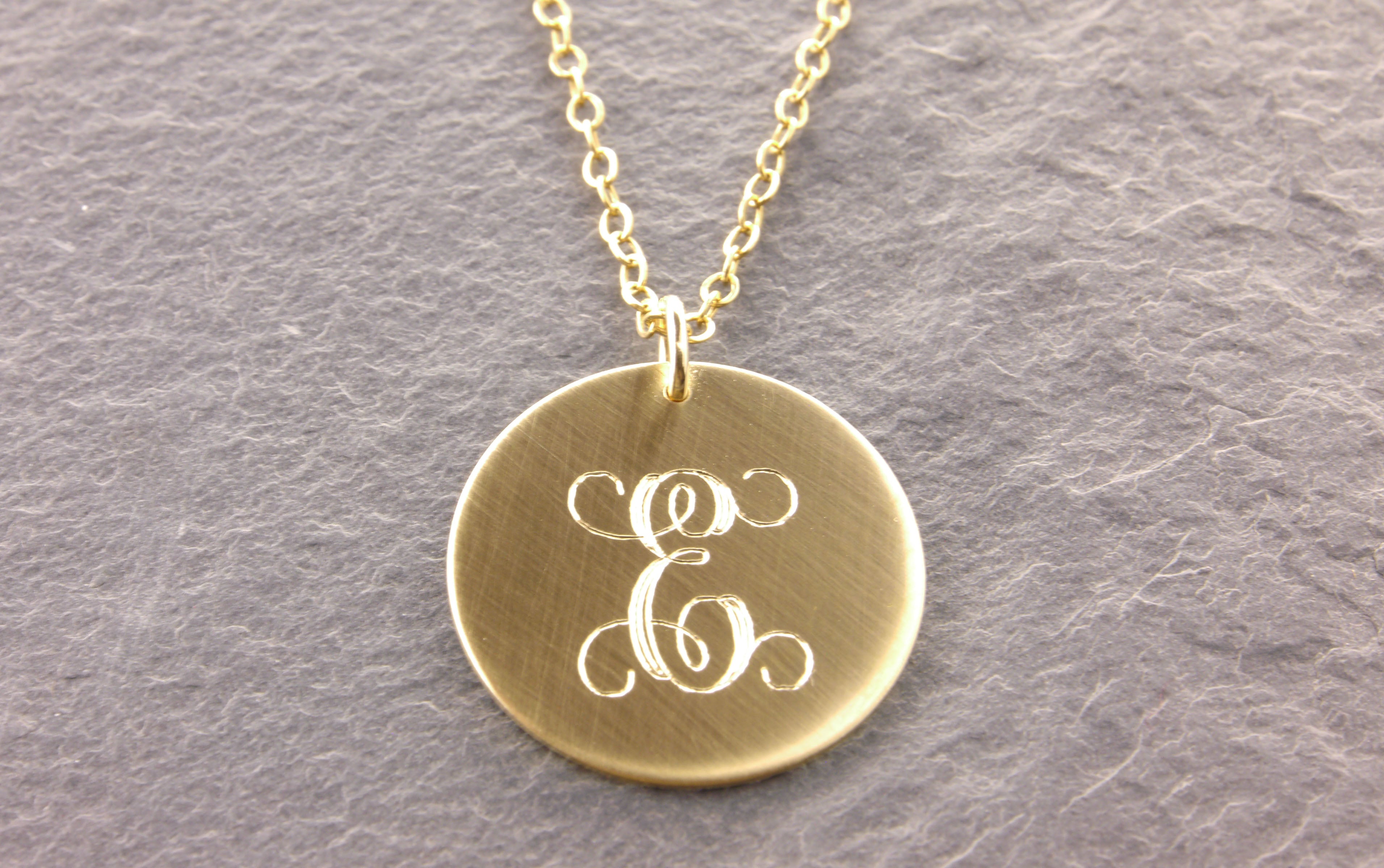 gold initial disc necklace